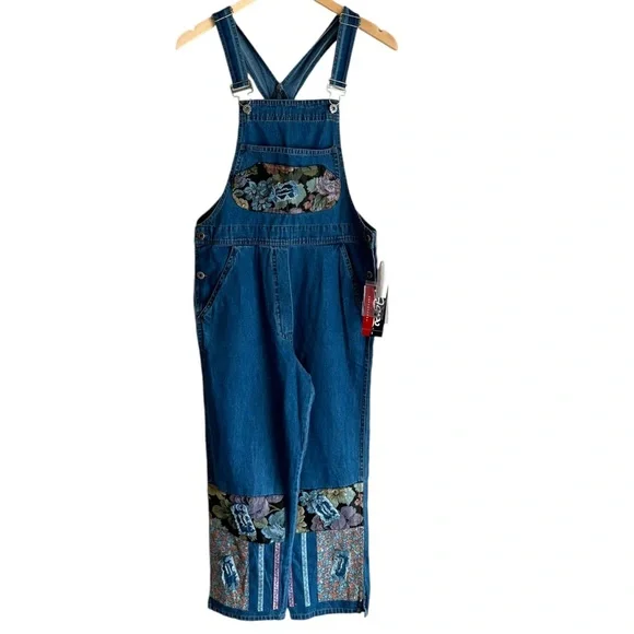 Agapo Hippie Floral Boho Patchwork Denim Overalls Size Small NWT - Picture 1 of 8